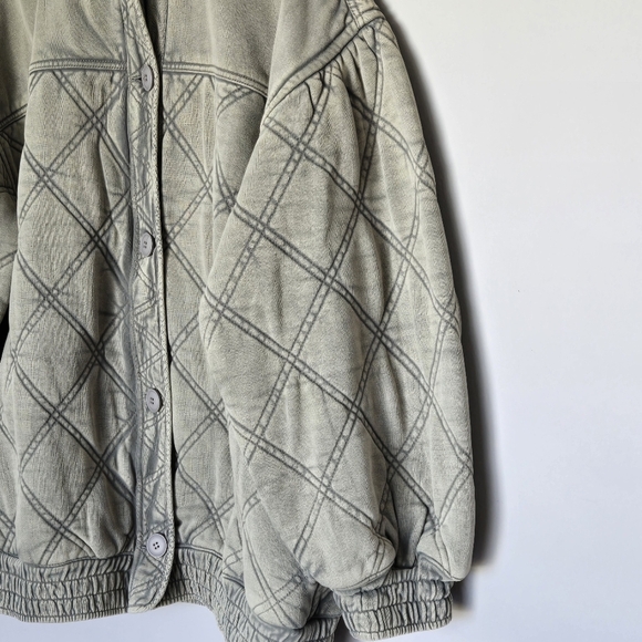 NWT Free People Juno Jacket Laurel Oak Green Boho Quilted Bomber Oversized M - Picture 8 of 14